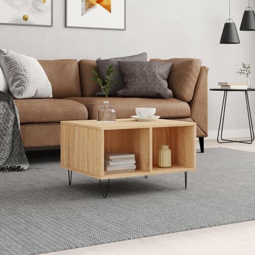 Sofabord 60x50x36,5 cm konstrueret træ sonoma-eg