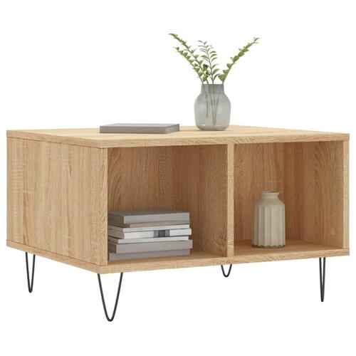 Sofabord 60x50x36,5 cm konstrueret træ sonoma-eg