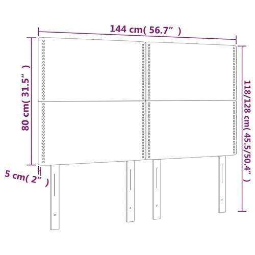 Sengegavl med LED-lys 144x5x118/128 cm kunstlæder hvid