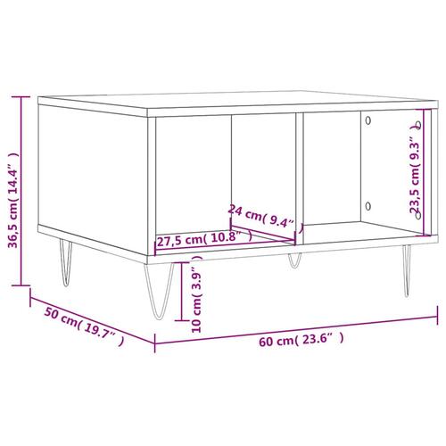 Sofabord 60x50x36,5 cm konstrueret træ sonoma-eg