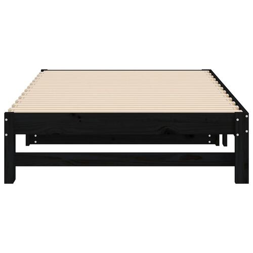 Daybed med udtræk 2x(90x200) cm massivt fyrretræ sort