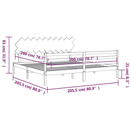 Sengeramme med sengegavl 200x200 cm massivt træ gyldenbrun