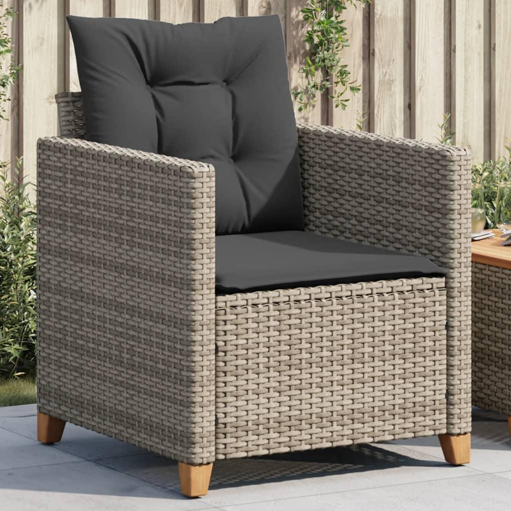 Havestol med hynder polyrattan grå