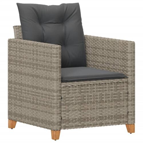 Havestol med hynder polyrattan grå