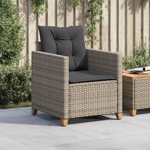 Havestol med hynder polyrattan grå