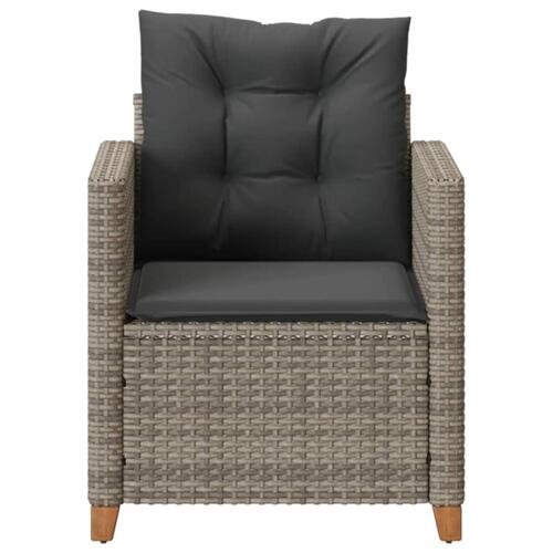 Havestol med hynder polyrattan grå