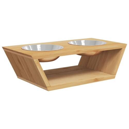 Løftede hundeskåle 35,5x18x10,5 cm bambus