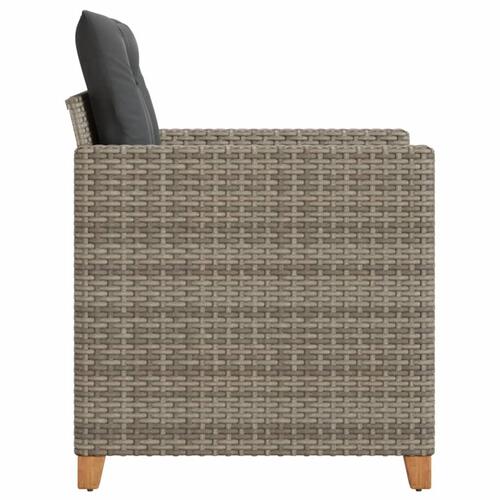 Havestol med hynder polyrattan grå