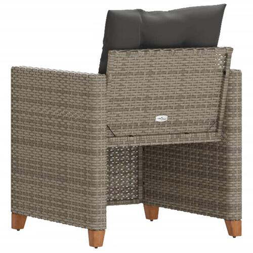 Havestol med hynder polyrattan grå