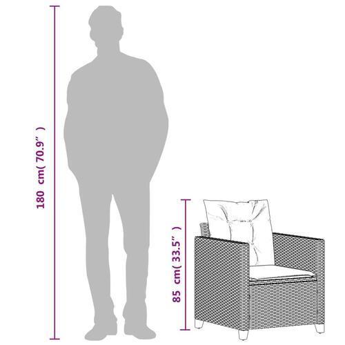 Havestol med hynder polyrattan grå