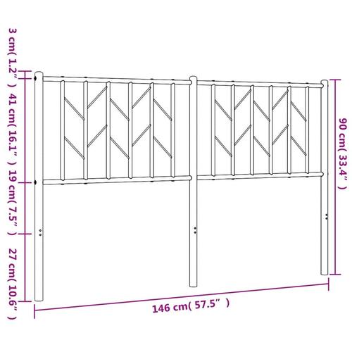Sengegavl 140 cm metal hvid