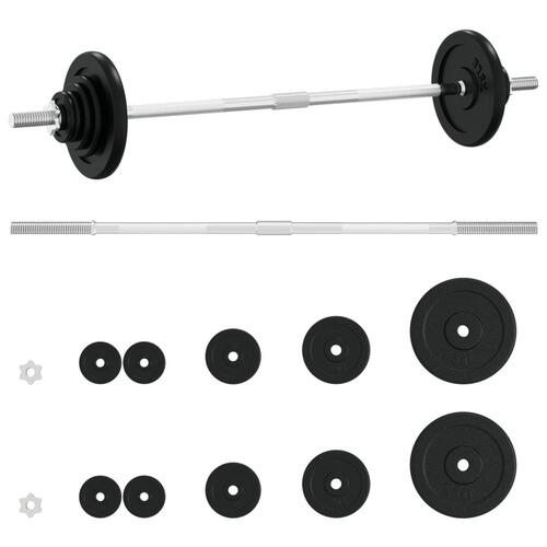 Vægtstang med skiver 30 kg støbejern