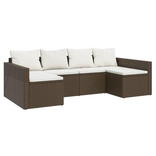 Loungesæt til haven 2 dele med hynder polyrattan brun