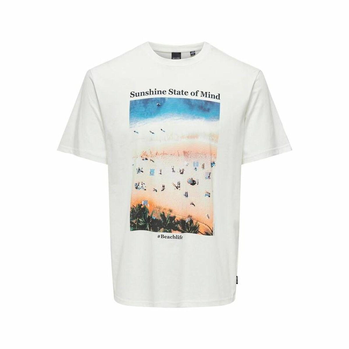 Only & Sons Onskolton Reg Beach T-shirt til mænd - Hvid, XL