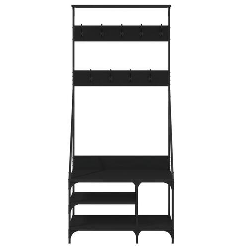 Tøjstativ med skoopbevaring 80x40x184 cm sort