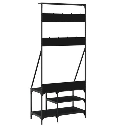 Tøjstativ med skoopbevaring 80x40x184 cm sort