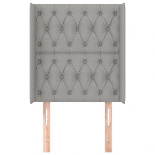 Sengegavl med kanter i stof 83 x 16 x 118/128 cm - lysegrå