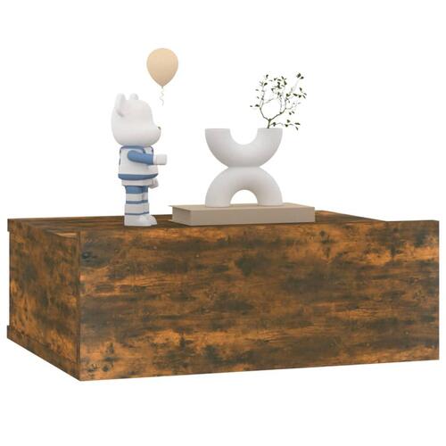 Væghængte natborde 2 stk. 40x30x15 cm konstrueret træ røget eg