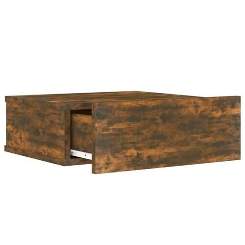 Væghængte natborde 2 stk. 40x30x15 cm konstrueret træ røget eg