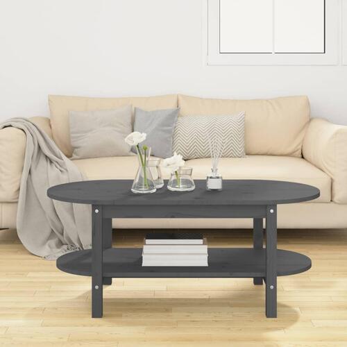 Sofabord 110x55x45 cm massivt fyrretræ grå
