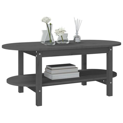 Sofabord 110x55x45 cm massivt fyrretræ grå