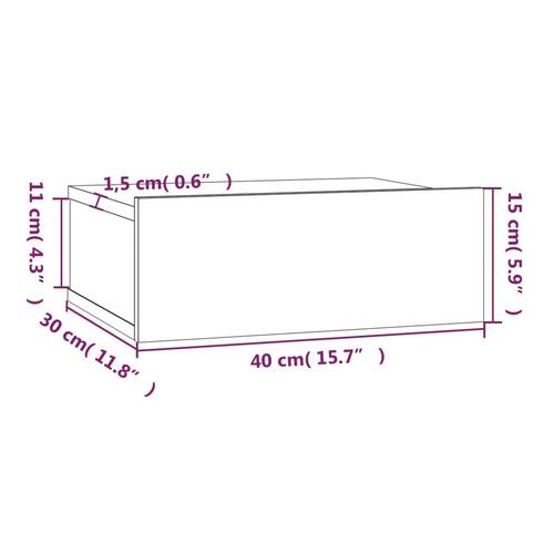 Væghængte natborde 2 stk. 40x30x15 cm konstrueret træ røget eg