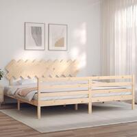 Sengeramme med sengegavl 200x200 cm massivt træ