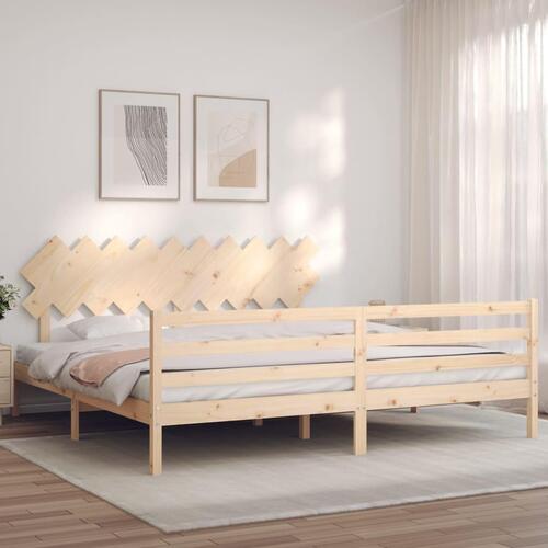 Sengeramme med sengegavl 200x200 cm massivt træ