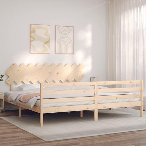 Sengeramme med sengegavl 200x200 cm massivt træ