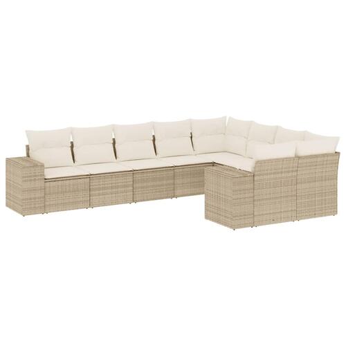 Sofasæt til haven 9 dele med hynder polyrattan beige