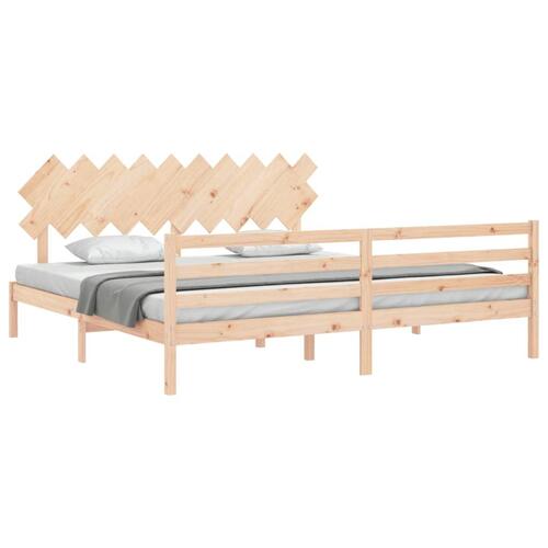 Sengeramme med sengegavl 200x200 cm massivt træ