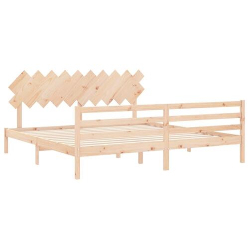 Sengeramme med sengegavl 200x200 cm massivt træ
