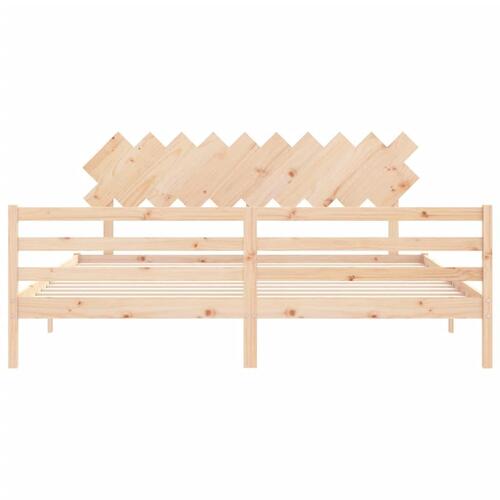 Sengeramme med sengegavl 200x200 cm massivt træ
