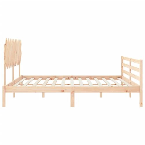 Sengeramme med sengegavl 200x200 cm massivt træ