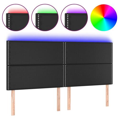 Sengegavl med LED-lys 160x5x118/128 cm kunstlæder sort