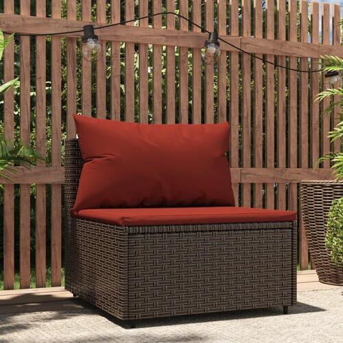 Midtermodul til havesofa med hynde polyrattan brun