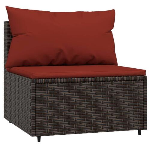 Midtermodul til havesofa med hynde polyrattan brun