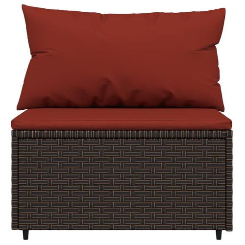 Midtermodul til havesofa med hynde polyrattan brun