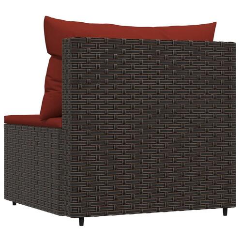 Midtermodul til havesofa med hynde polyrattan brun