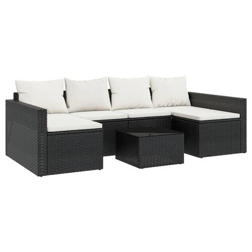 Loungesæt til haven 2 dele med hynder polyrattan sort