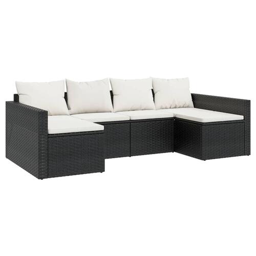 Loungesæt til haven 2 dele med hynder polyrattan sort