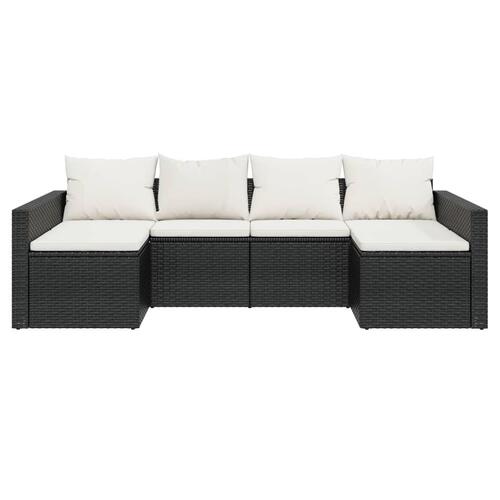 Loungesæt til haven 2 dele med hynder polyrattan sort