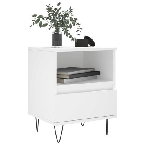 Sengeborde 2 stk. 40x35x50 cm konstrueret træ hvid