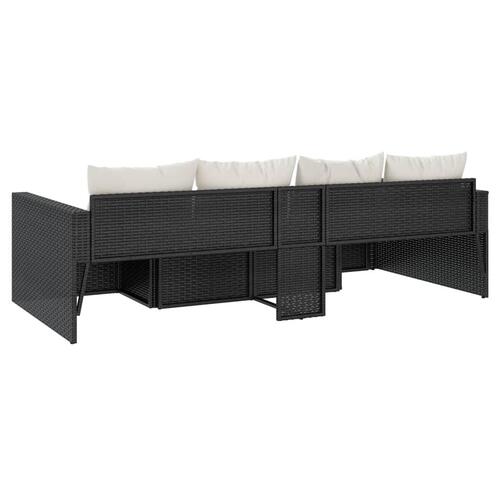 Loungesæt til haven 2 dele med hynder polyrattan sort
