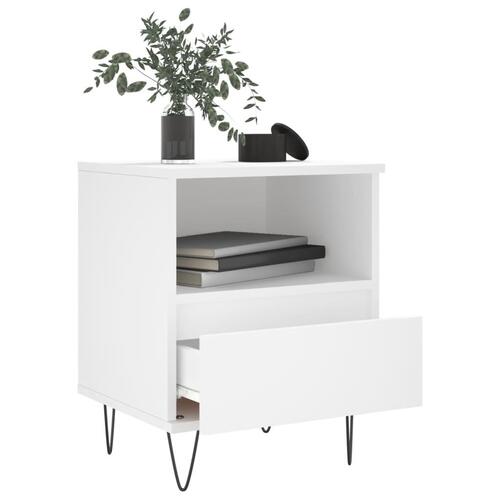 Sengeborde 2 stk. 40x35x50 cm konstrueret træ hvid