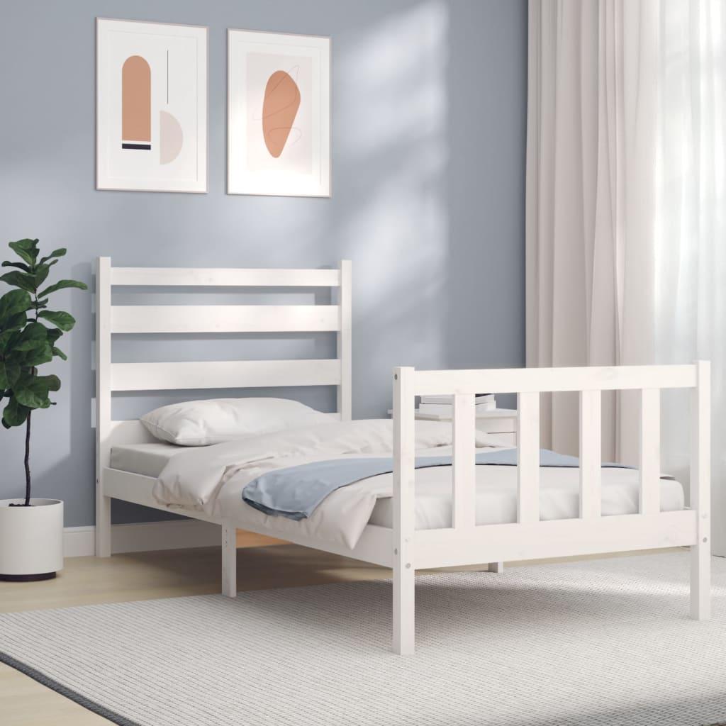 Sengeramme uden madras 100x200 cm massivt fyrretræ hvid