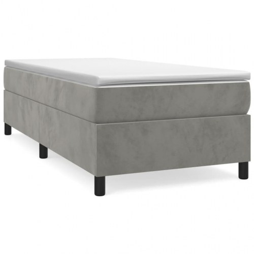 Boxspring sengeramme i fløjl - lysegrå 80×200 cm