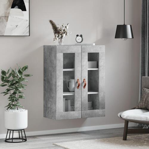 Væghængt skab 69,5x34x90 cm konstrueret træ betongrå
