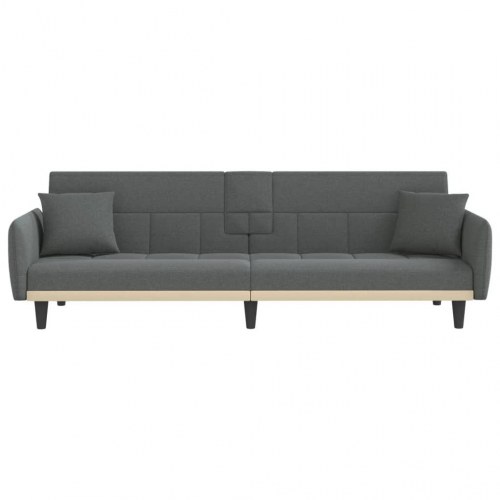 Sovesofa med kopholdere stof mørkegrå