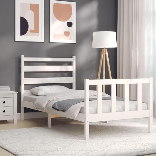 Sengeramme uden madras 100x200 cm massivt fyrretræ hvid